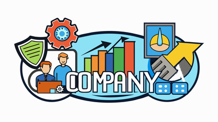 Obraz premium A company logo The logo is the visual representation of a brand or organization. It is typically a combination of colors shapes and symbols that. Cartoon Vector.