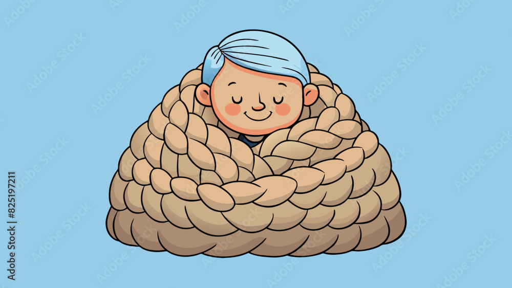 Poster a cozy blanket handknitted by a loving grandparent enveloping a person in its soft embrace. each sti