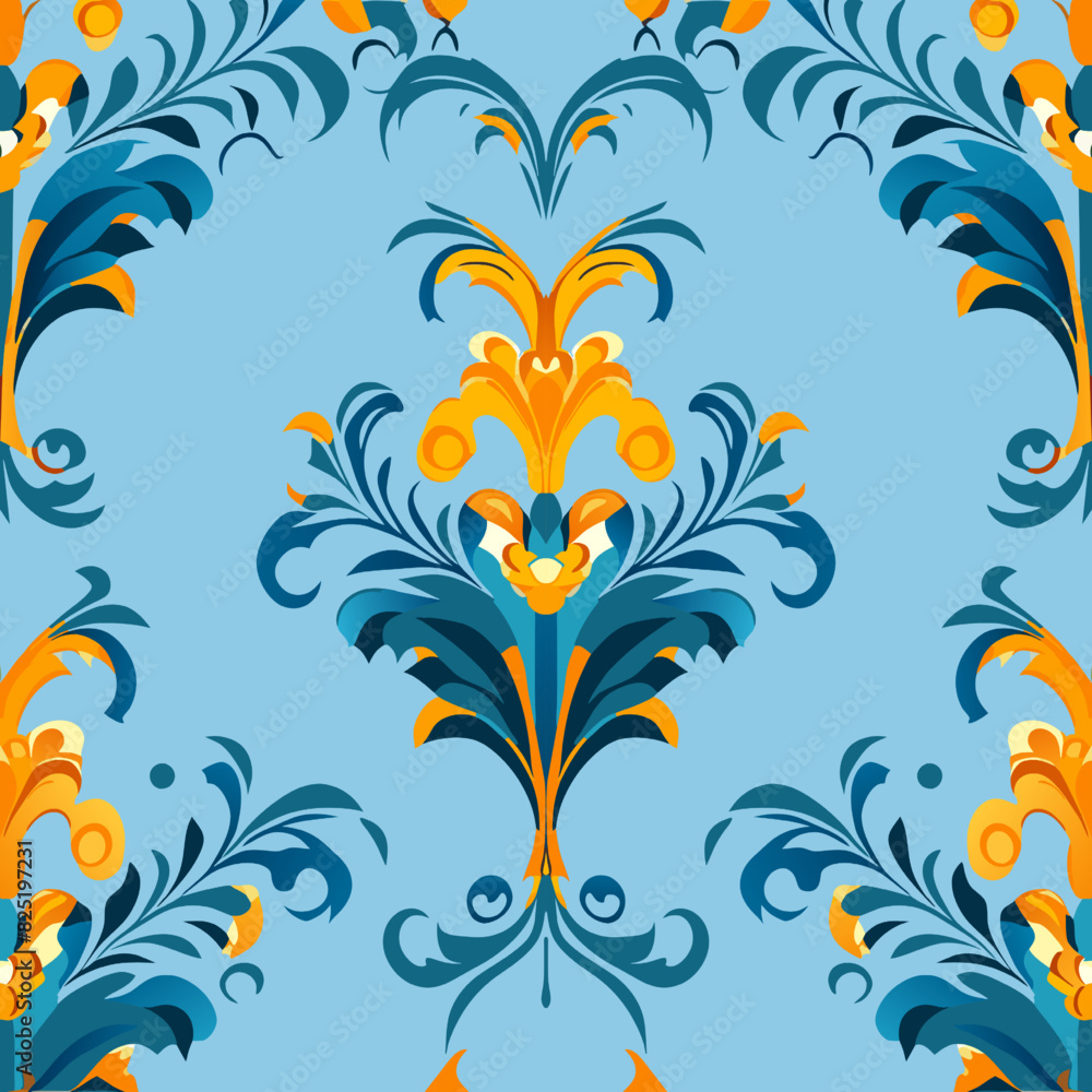 Poster seamless pattern with damask elements. vector illustration.