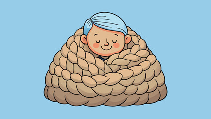 A cozy blanket handknitted by a loving grandparent enveloping a person in its soft embrace. Each stitch and loop telling a story of warmth comfort and. Cartoon Vector.