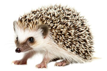 Fototapeta premium Tiny baby hedgehog with spiky fur isolated on white background