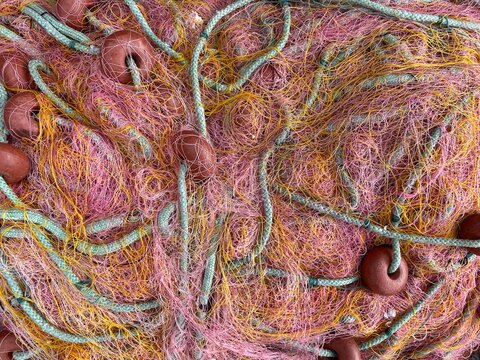 Colorful fishing net for catching the fish.