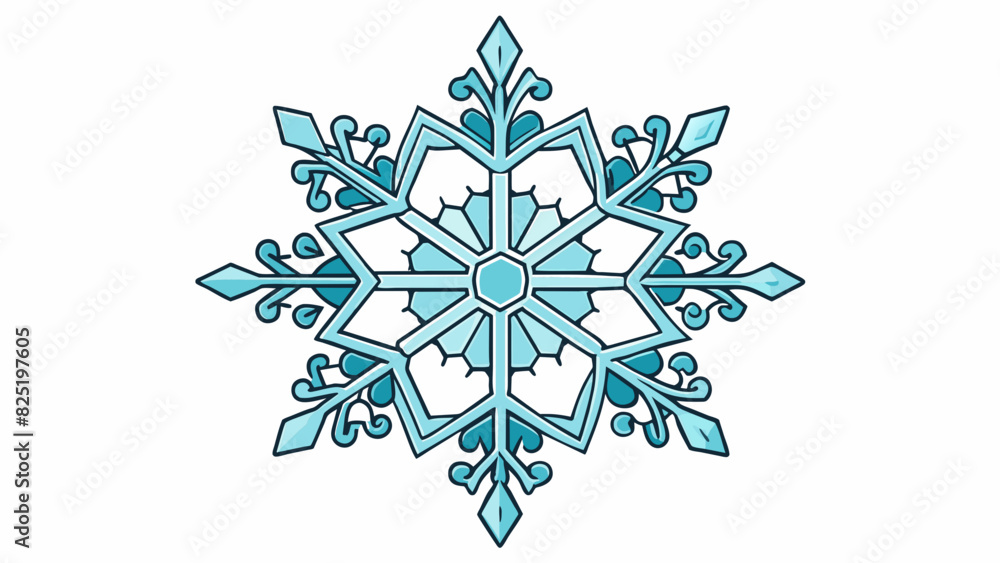 Poster A delicate and intricate snowflake made up of unique and symmetrical patterns representing beauty and individuality.. Cartoon Vector.