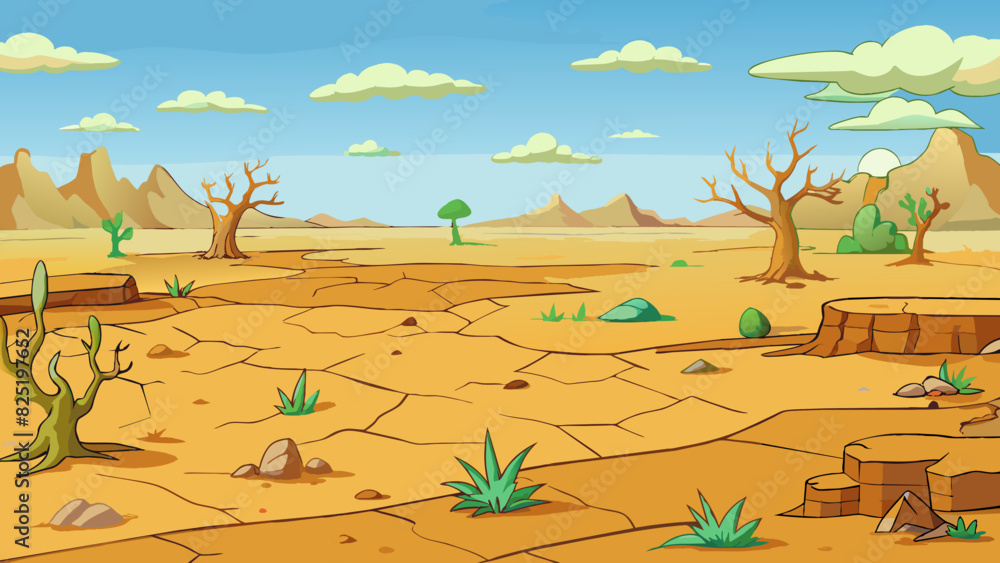 Poster a desolate landscape with no trees plants or animals in sight. the ground is flat and barren not eve