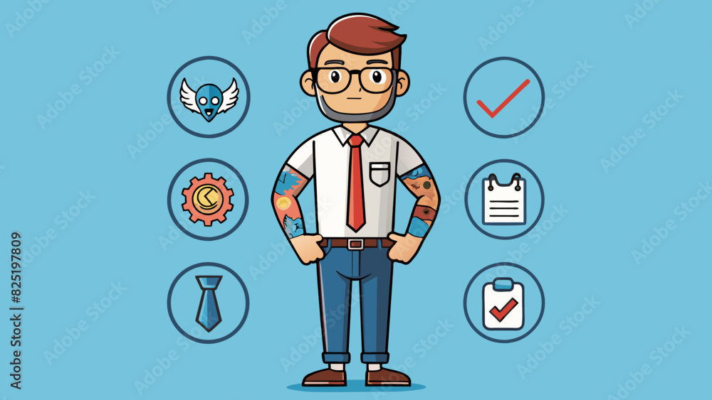 Poster A dress code policy for employees in an office setting outlining specific guidelines for appropriate attire. This policy may include details such as. Cartoon Vector.