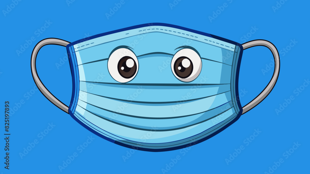 Poster A face mask preventing the spread of germs with its breathable fabric and adjustable ear loops.. Cartoon Vector.
