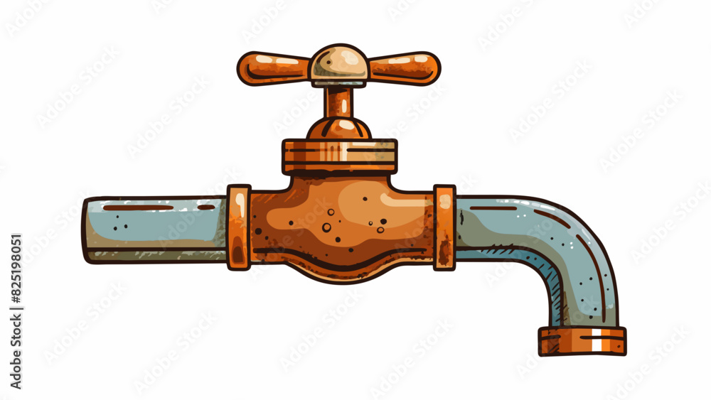 Aufkleber a faucet with a slow rate of water flow as only a few drops trickle out at a time. its rusted and ol