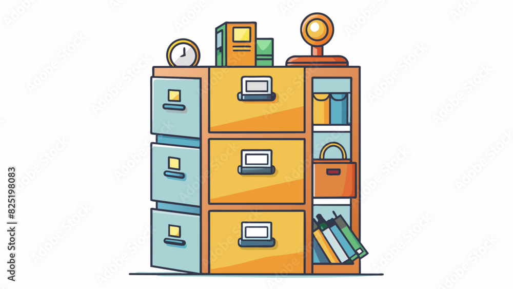 Poster A filing cabinet is an organisational tool used for storing and organizing papers documents and other items. It typically has multiple drawers or. Cartoon Vector.