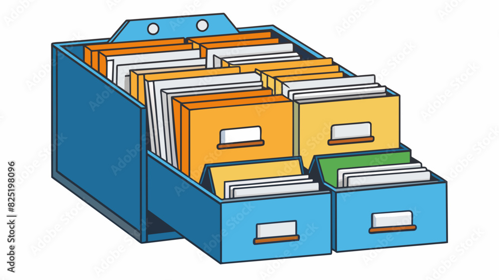 Aufkleber A filing system is a larger scale organisation od used in offices and businesses. It consists of cabinets drawers or shelves where documents and. Cartoon Vector.