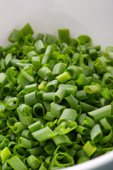 Thin chopped green onions aromatic herb food plant seasoning