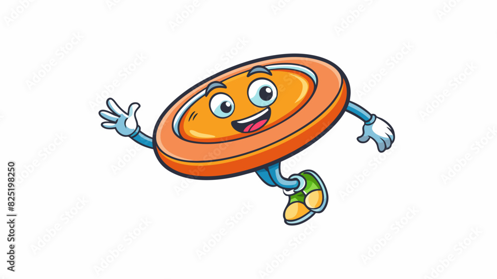 Poster A flat circular object with a pointed edge and a string attached to one end. When thrown it spins and makes a whirring sound as it flies through the. Cartoon Vector.