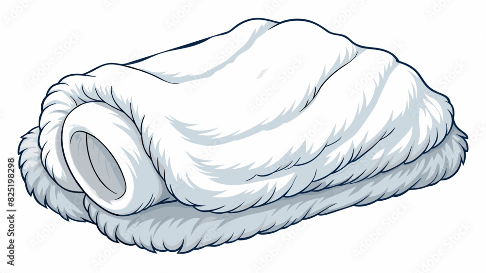 Poster A fluffy white blanket with a soft and plush texture perfect for snuggling up on a chilly night.. Cartoon Vector.