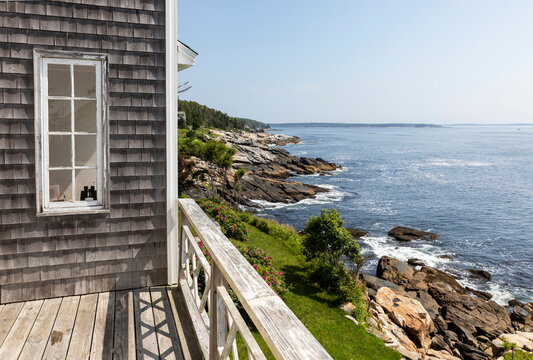 Maine in summer cottage coastal nature landscape 