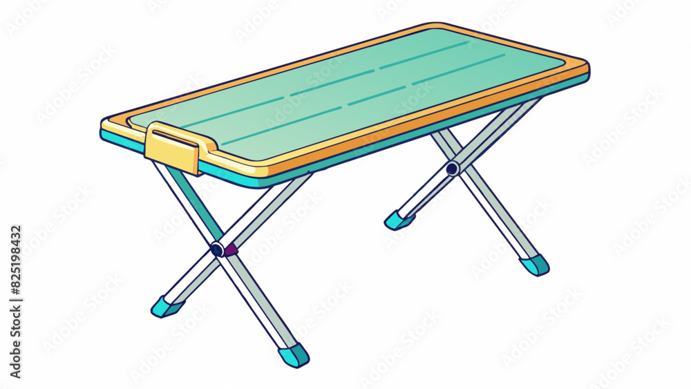 Poster a folding table made of lightweight plastic material perfect for outdoor events. it has a simple yet