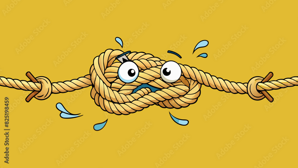 Aufkleber A frayed rope with loose threads and weak fibers posing a safety hazard for anyone using it.. Cartoon Vector.