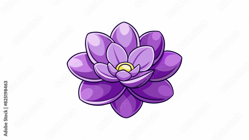 Poster A fragrant purple flower with delicate petals and a mesmerizing scent ideal for adding a touch of beauty and elegance to any room.. Cartoon Vector.