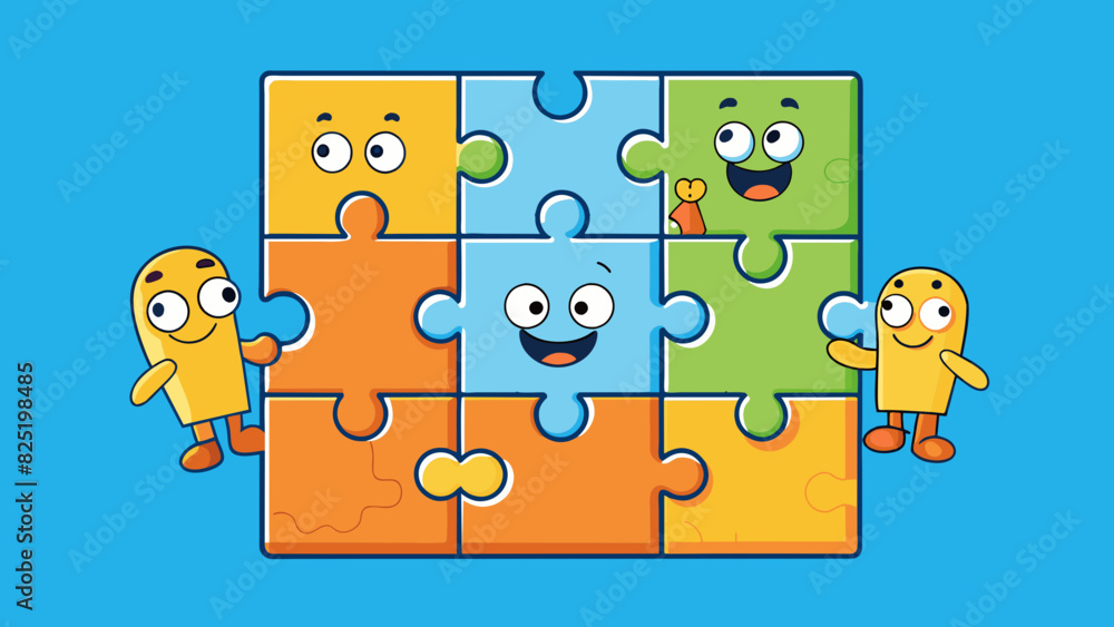 Sticker a fully assembled jigsaw puzzle with each piece fitting perfectly into its designated spot creating 