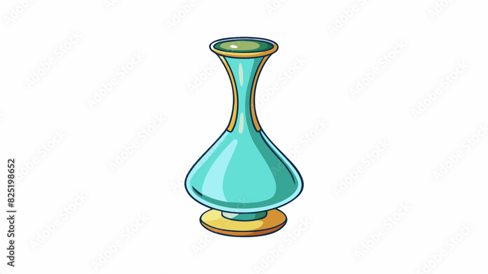Aufkleber A glass vase This transparent object has a thin and delicate neck that widens into a round body at the bottom. It also has a smooth surface and a. Cartoon Vector.