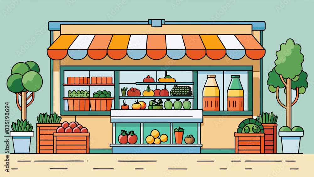 Poster a grocery store displaying a range of organic produce from small batch locally sourced fruits and ve