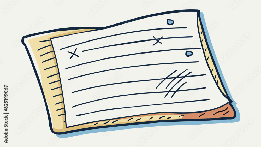 Poster A handwritten note on a scrap of lined notebook paper folded into a small square. The scribbled words are rushed and messy with the occasional. Cartoon Vector.