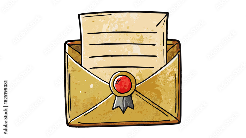 Poster a handwritten letter with a seal on it ready to be mailed. the paper is thick and textured giving a 