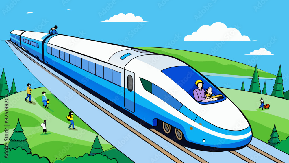 Aufkleber a highspeed bullet train running smoothly on a sleek modern railway track. the trains exterior was p