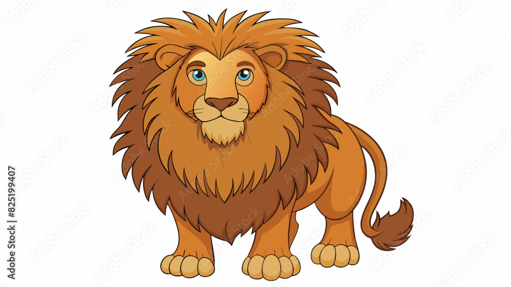 Poster a large and majestic creature with a majestic mane of fur surrounding its regal face. its piercing e