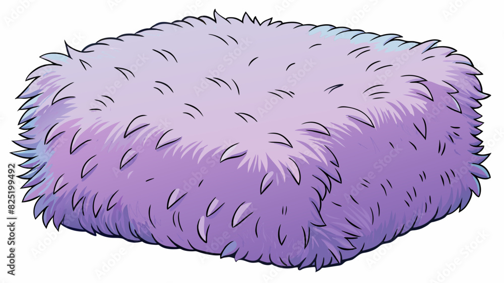 Poster A large fluffy cushion with a square shape and soft plush fabric. When squeezed it bounces back to its original form and emits a faint scent of. Cartoon Vector.