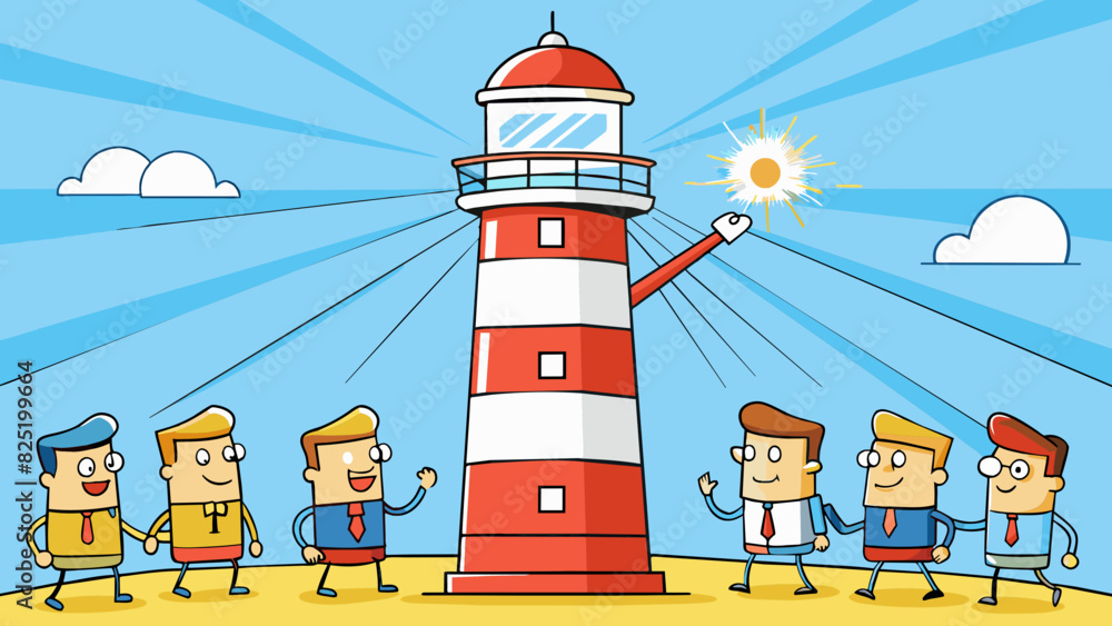 Poster a leader is like a lighthouse guiding others towards their goals and shining light on the right path