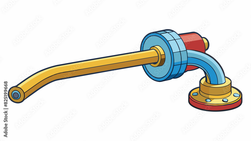 Aufkleber A lever with a curved grip and a metal bar attached to one end. It is used for controlling the flow of water and has markings to indicate different. Cartoon Vector.