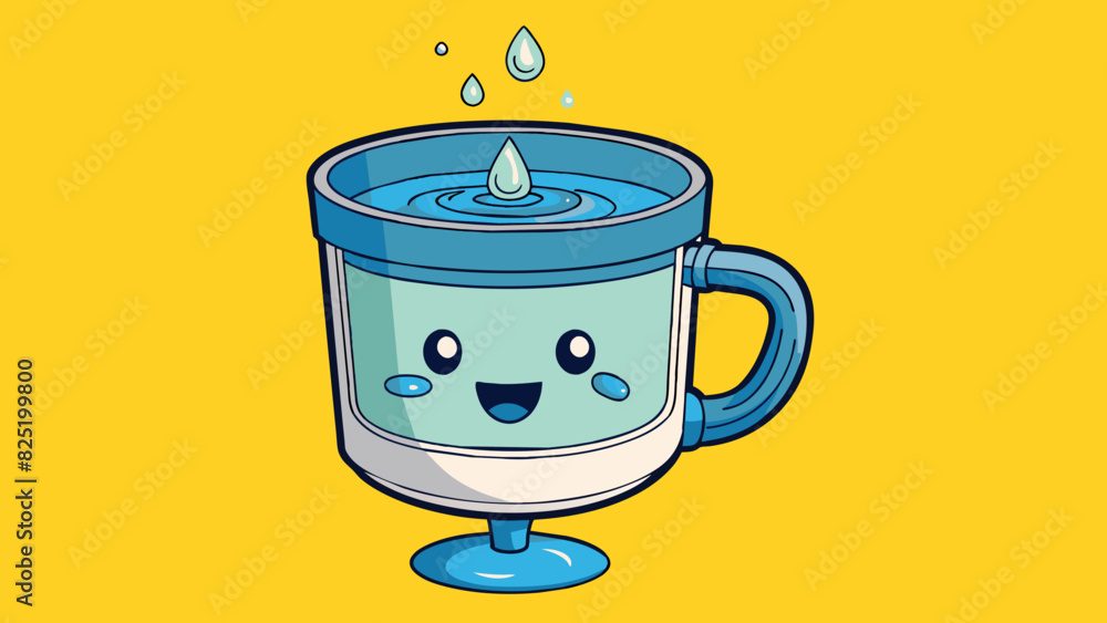 Poster Allow the water to gradually drip through the filter and into the mug.. Cartoon Vector.