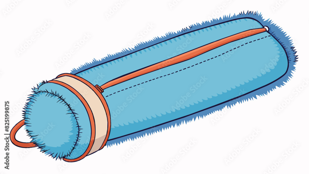 Poster A long cylindrical object with a soft fuzzy exterior. It comes in various colors and has a zipper running along one side. When od it reveals a. Cartoon Vector.