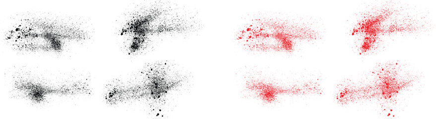 Grunge brush stroke black and red color blood spooky splash vector set. Grunge paint brush stroke