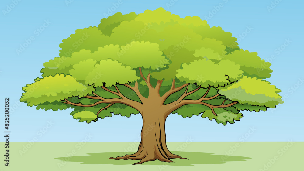 Poster a majestic oak tree with its towering height and sprawling branches provides a canopy of shade and s