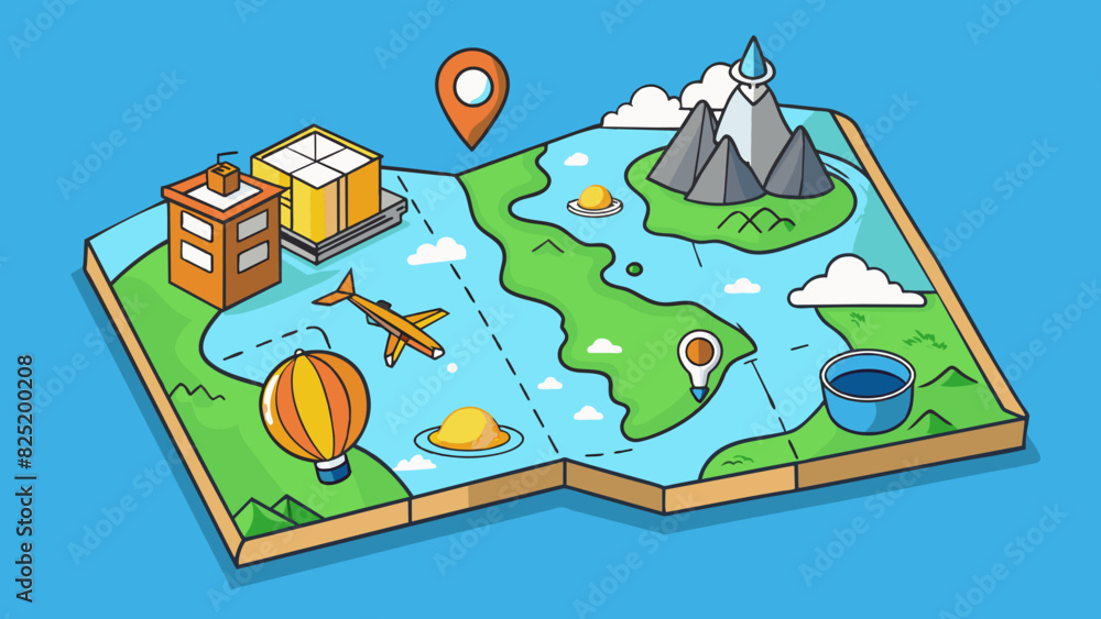 Poster A map is a means of navigating through unfamiliar territory and is typically a paper or digital representation of a geographic area with symbols and. Cartoon Vector.