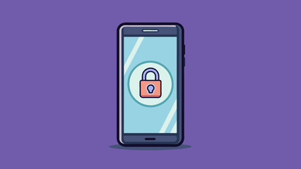 A modern smartphone with a sleek black design its lock screen showing the current time in white letters against a dark background. The time. Cartoon Vector.