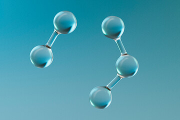 3D Render of Simplified Water Molecule Models in Pairs