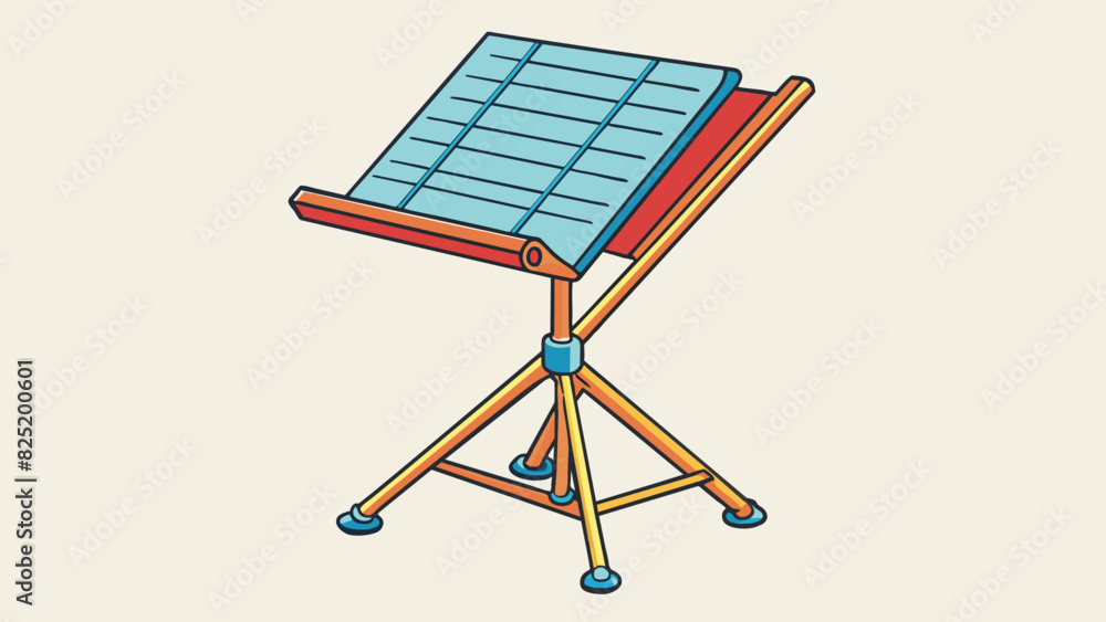Poster an adjustable stand for sheet music made of lightweight metal and designed with foldable legs for ea