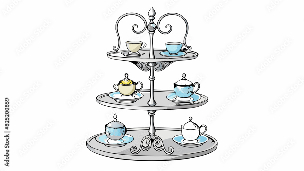 Poster an elegant silver stand adorned with intricate designs and curves. it stands tall and slim with a ro