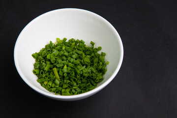 Thin chopped green onions aromatic herb food plant seasoning