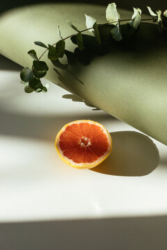 Half grapfruit on a sunny background