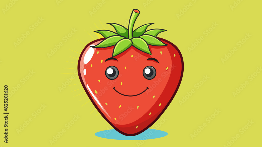 Canvas Prints A perfectly ripe strawberry plucked straight from the vine and shining ruby red in the sunlight. Its sweet and juicy aroma enticing the taste buds. Cartoon Vector.