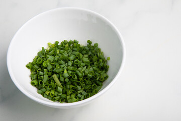 Thin chopped green onions aromatic herb food plant seasoning