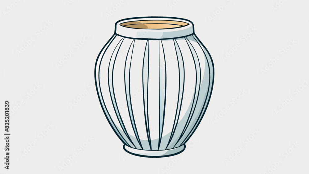 Aufkleber a plain white ceramic vase with a fluted design and a smooth glossy finish that reflects light.. car
