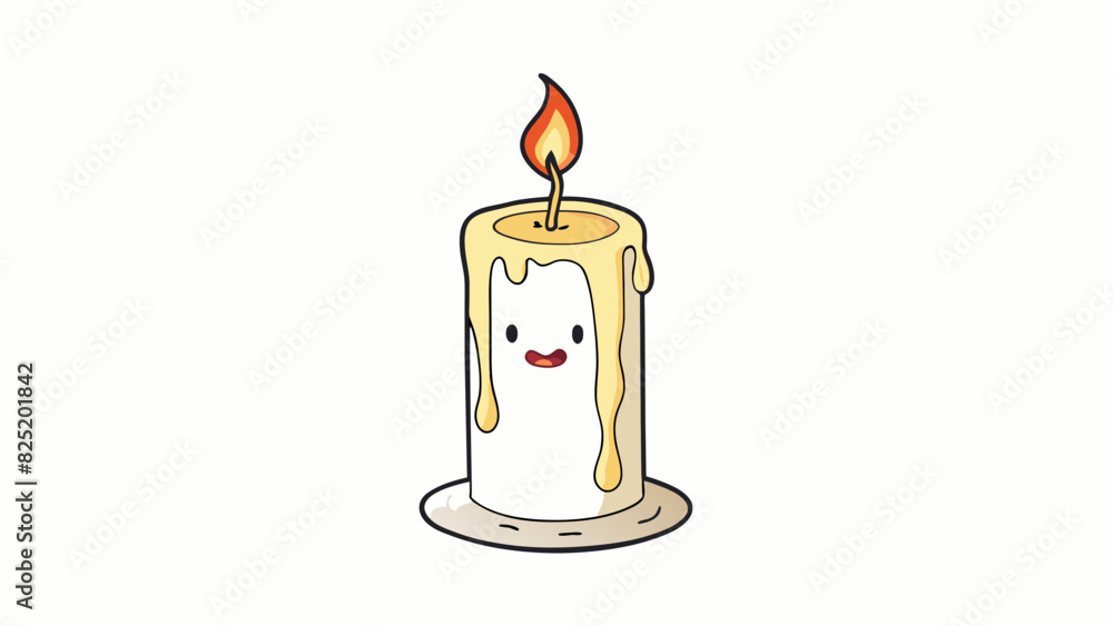 Poster a plain white candle only a few inches tall with a single wick. it has been burned for about an hour