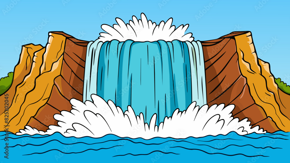 Aufkleber a powerful waterfall the rushing water crashing down onto the rocks below creating a loud and mesmer