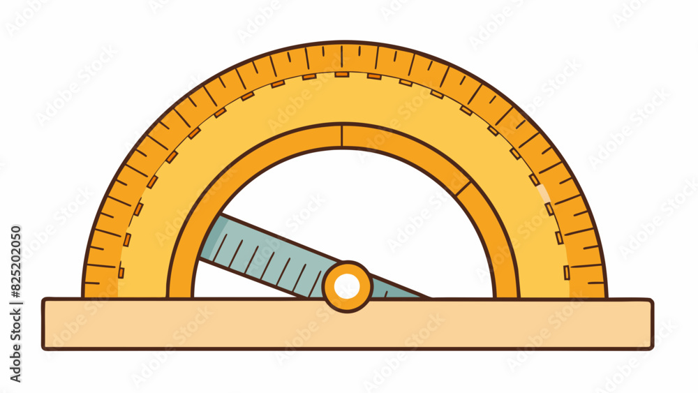 Aufkleber A protractor used in geometry class with degrees marked around the edge. Each degree represents a measurement of angle allowing for precise. Cartoon Vector.