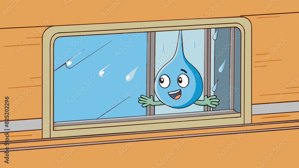 Aufkleber A raindrop once again slides down the same familiar window its teardrop shape distorted by the grime it carries with it as it gains speed on its. Cartoon Vector.
