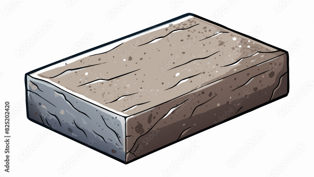 Aufkleber A rectangular side with sharp corners and a rough texture much like a cinder block. It feels sy and heavy to the touch.. Cartoon Vector.