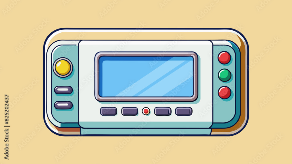 Fototapete A rectangular whitecolored device with buttons and a screen on one side.. Cartoon Vector.